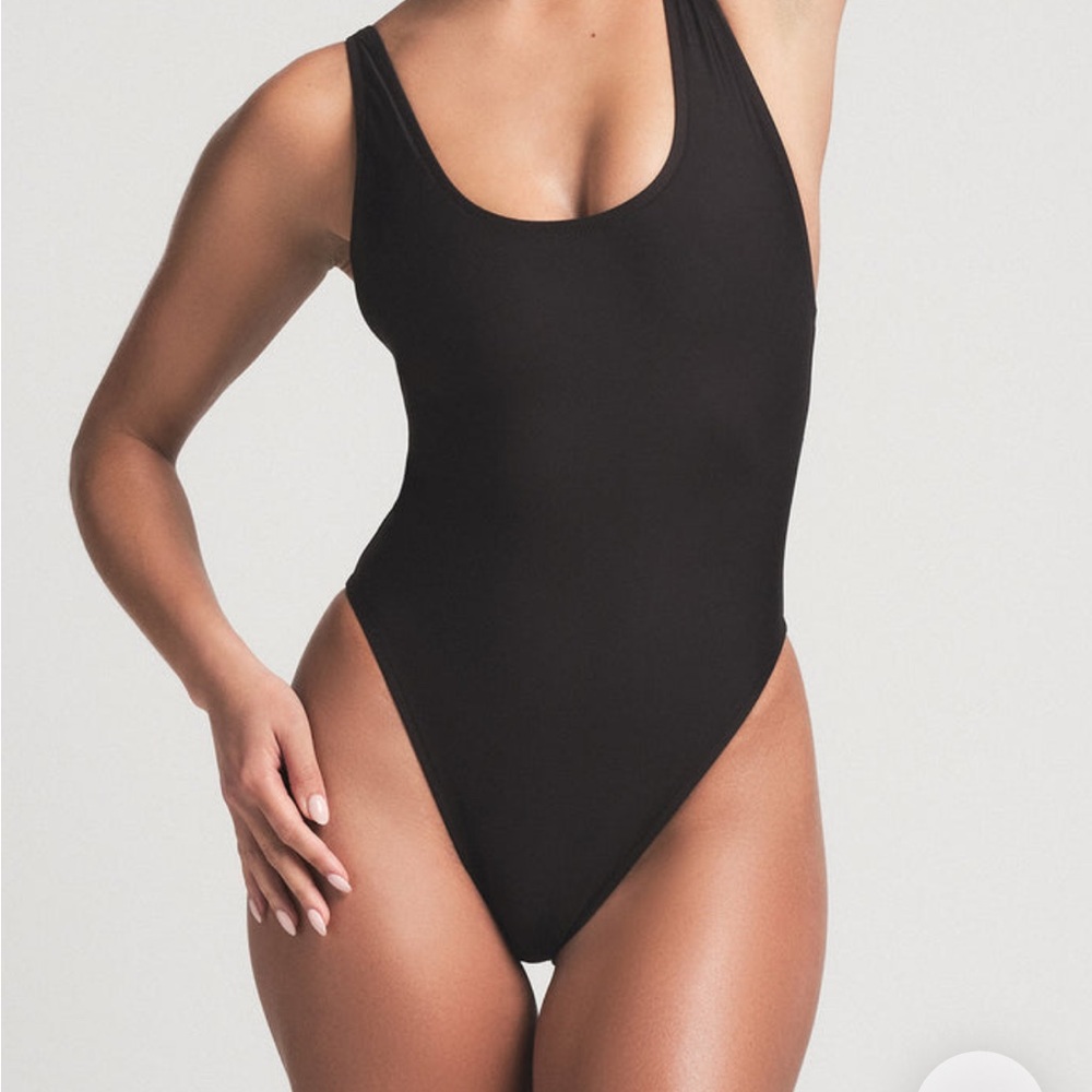 SKIMS Sleek Black One-Piece Swimsuit